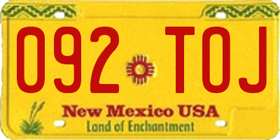 NM license plate 092TOJ