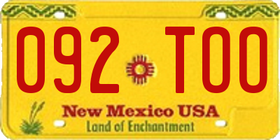 NM license plate 092TOO