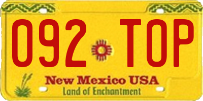 NM license plate 092TOP