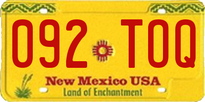 NM license plate 092TOQ