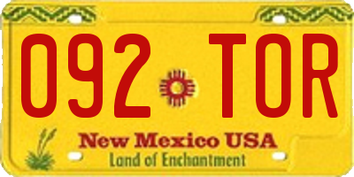 NM license plate 092TOR