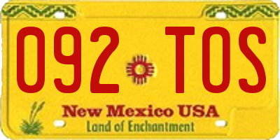 NM license plate 092TOS