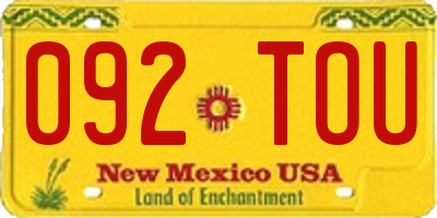 NM license plate 092TOU