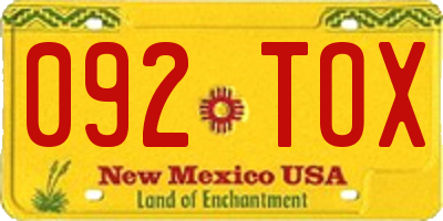 NM license plate 092TOX