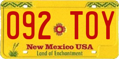 NM license plate 092TOY