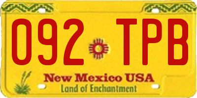 NM license plate 092TPB