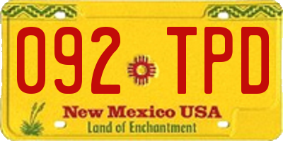 NM license plate 092TPD