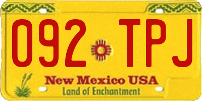 NM license plate 092TPJ