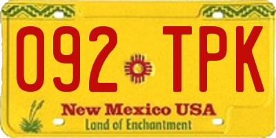 NM license plate 092TPK