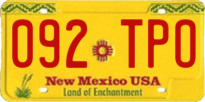 NM license plate 092TPO