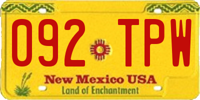 NM license plate 092TPW