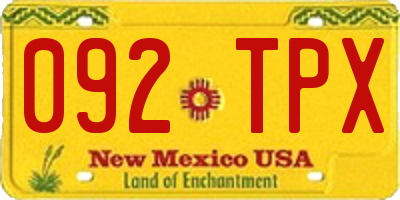 NM license plate 092TPX