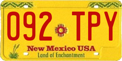 NM license plate 092TPY