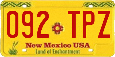 NM license plate 092TPZ
