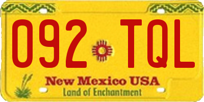 NM license plate 092TQL