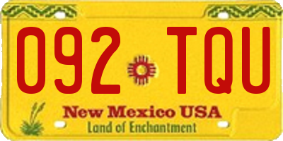 NM license plate 092TQU