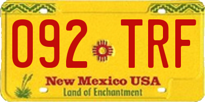NM license plate 092TRF