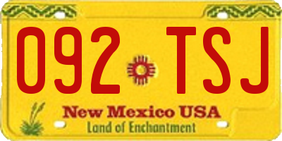 NM license plate 092TSJ