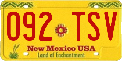 NM license plate 092TSV