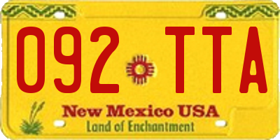 NM license plate 092TTA