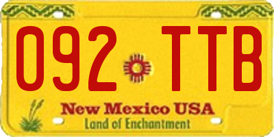 NM license plate 092TTB