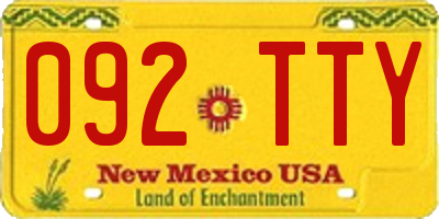 NM license plate 092TTY