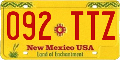 NM license plate 092TTZ