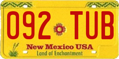 NM license plate 092TUB