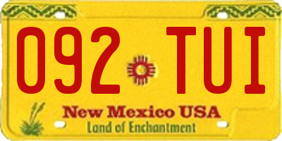 NM license plate 092TUI