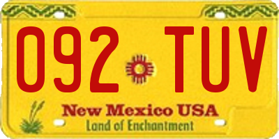 NM license plate 092TUV
