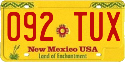 NM license plate 092TUX