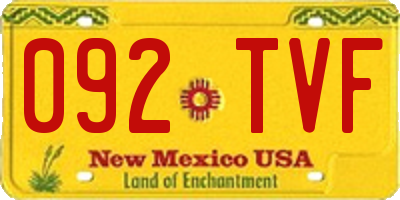 NM license plate 092TVF