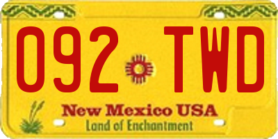 NM license plate 092TWD