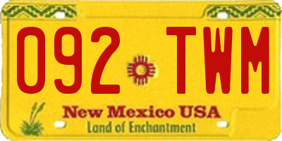 NM license plate 092TWM
