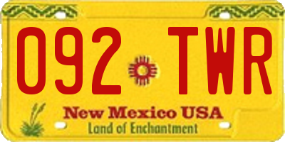 NM license plate 092TWR