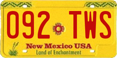 NM license plate 092TWS