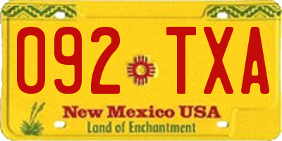 NM license plate 092TXA