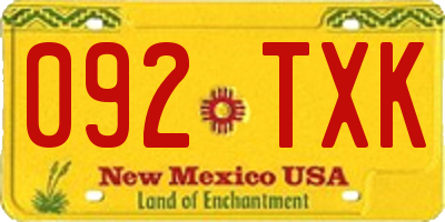 NM license plate 092TXK