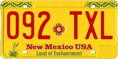 NM license plate 092TXL