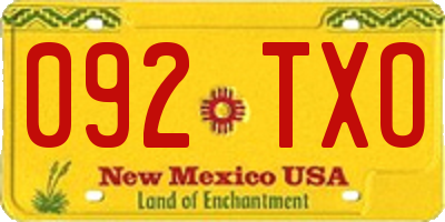 NM license plate 092TXO