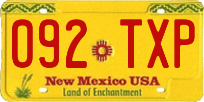 NM license plate 092TXP