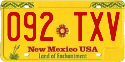 NM license plate 092TXV