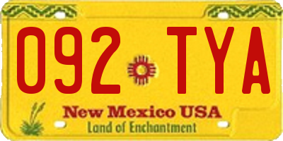 NM license plate 092TYA