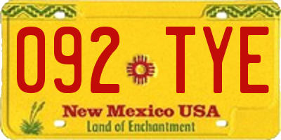 NM license plate 092TYE