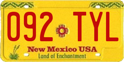 NM license plate 092TYL