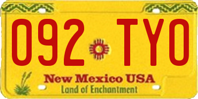 NM license plate 092TYO