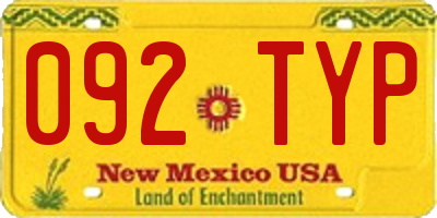 NM license plate 092TYP