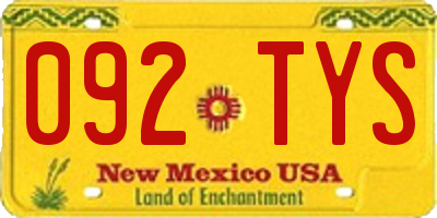 NM license plate 092TYS