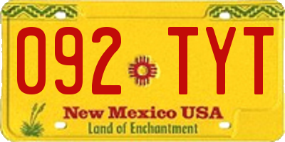 NM license plate 092TYT
