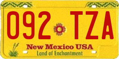 NM license plate 092TZA